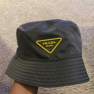 Gray Prada bucket hat